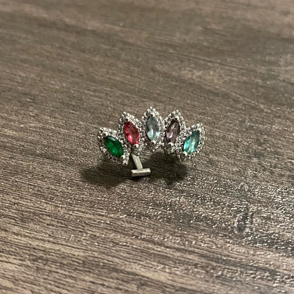 Silver Multicolor Stone Ear Cuff - image 2